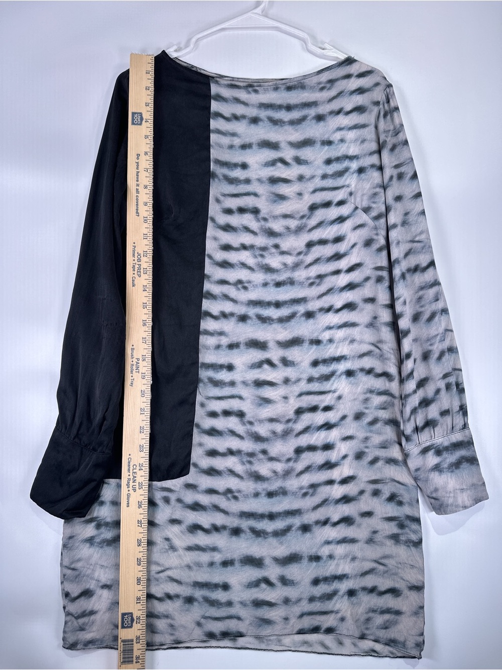 Animale Dress Long Sleeve Zipper Cuff Silk Colorblock Black Gray Med - Picture 8 of 9